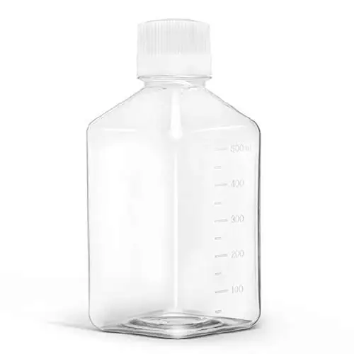 500ml Plastic Reagent Bottle Laboratory Chemical Storage Clear Graduated Square Polycarbonate Plastic Leakproof Bottles