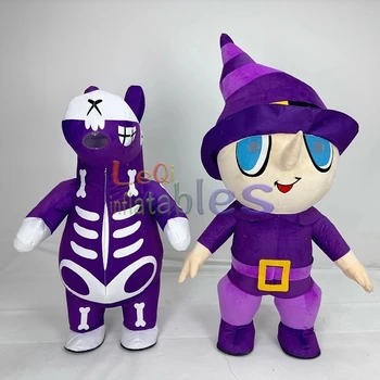 Hot Sales Halloween Props Inflatable Witch and Little Horse Mascot Costumes Cartoon Character Suit for Promotion