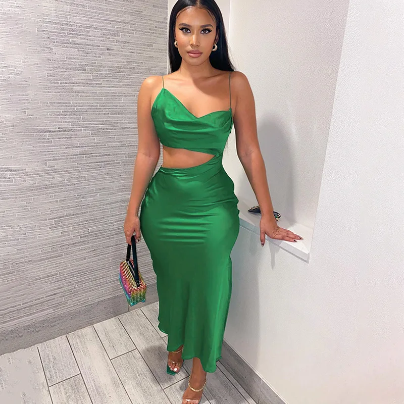Party Dress Women's Summer Dress Women Casual Dresses Ladies Wedding  Evening Club Outfits22 (Color : Green, Size : X-Large)