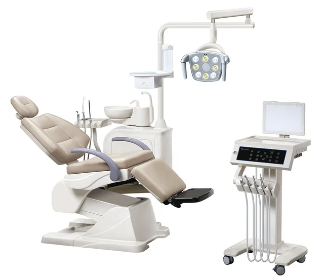 Economic Dental Equipment Luxury Dental Chair Full Set Dental Unit Chair with Functions Foot Pedal