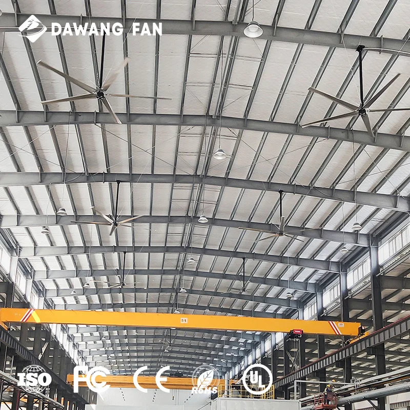 18 футов Высокий коэффициент запаса прочности 1,1 кВт Вентилятор HVLS большого размера с синхронным двигателем постоянного тока