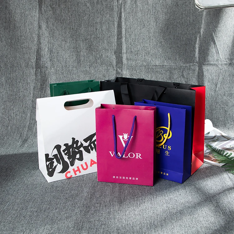 Custom Printed Color Luxury Shopping Paper Bag Retail Hard Packaging Wedding Jewelry Clothing Bags with Your Own logo