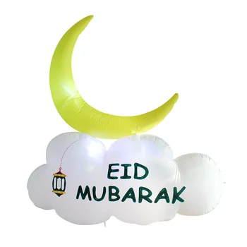 custom happy EID Led lighting stars and illuminated moon courtyard inflatable Ramadan decoration