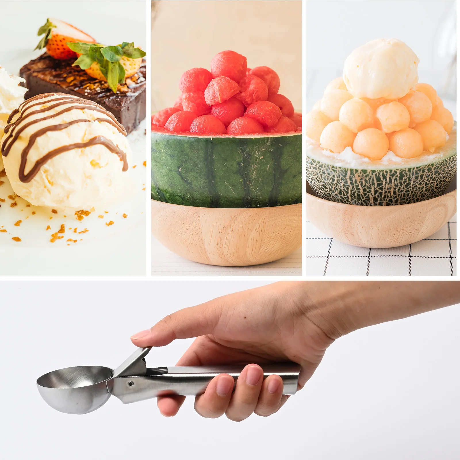 Advanced Ice Cream Spoon and Trigger Ice Cream Spoon Stainless Steel Heavy Duty Metal Ice Cream Spoon