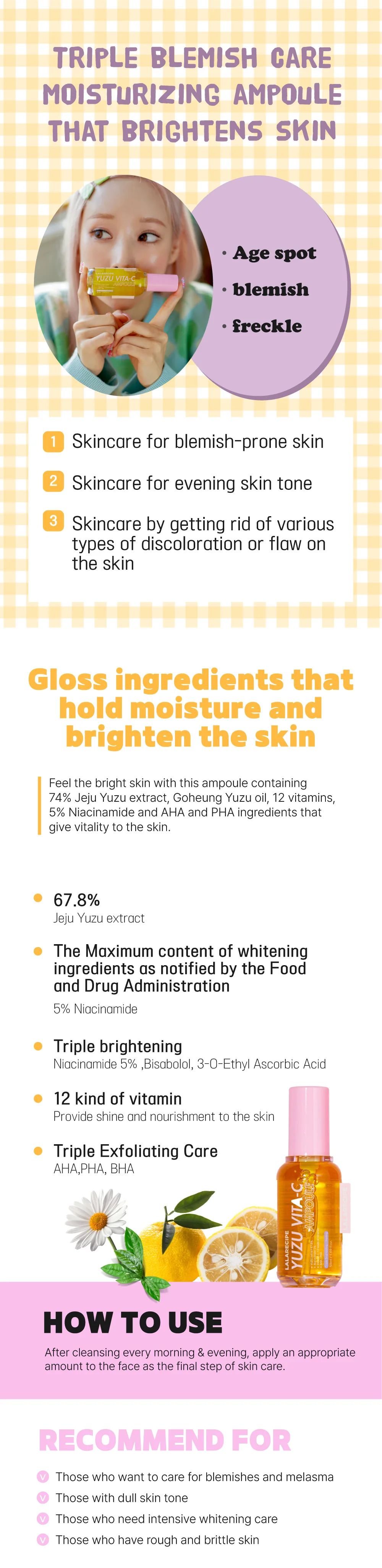 Yuzu Vita C Ampoule Whitening Brightening Dull Skin Wrinkle Free Face