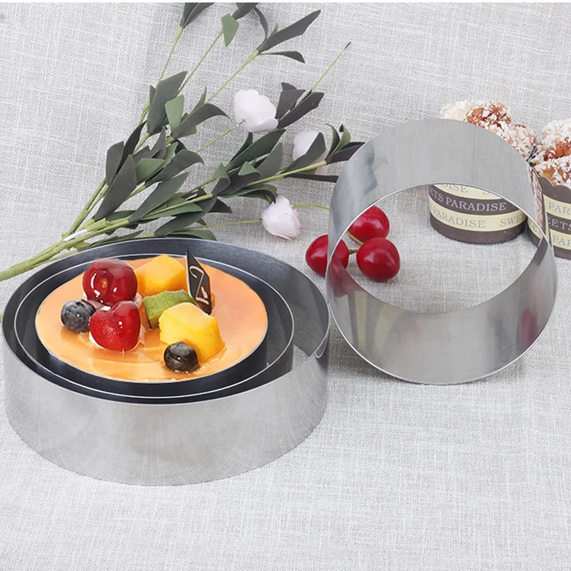 Hot Selling Food Grade Stainless Steel Mousse Cake Ring Bakeware Rounded 304 Metal Multiple Sizes for Kitchen Use