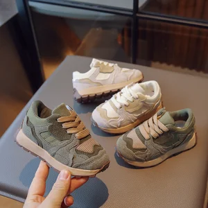 Leather Sports Shoes for Little Kids Fashion Trend Casual Footwear Unisex Wholesale New Design Daily Boys' Children's Sneaker