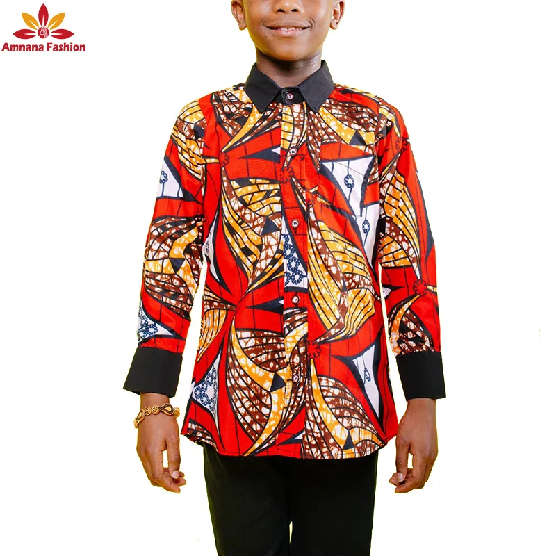 Hot Selling Long Sleeve Print Ankara Kids African Boys shirt Clothing  Competitive Price