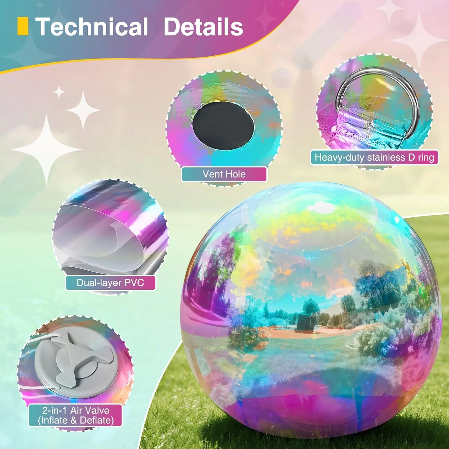 Iridescent Inflatable Mirror Ball US Local in Stock Fast Shipping for Wedding Decor Advertising Inflatables Wedding Dress