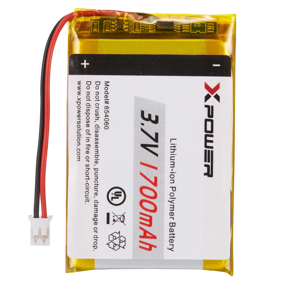 Xpower UL 3.7V Lithium Polymer Battery 1700mAh 654060 Wholesale Professional Rectangle Lipo Battery