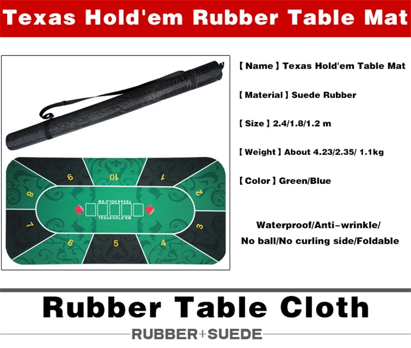 180*90cm Rubber Texas Hold Em Casino Poker Table Mat Cloth Board Game