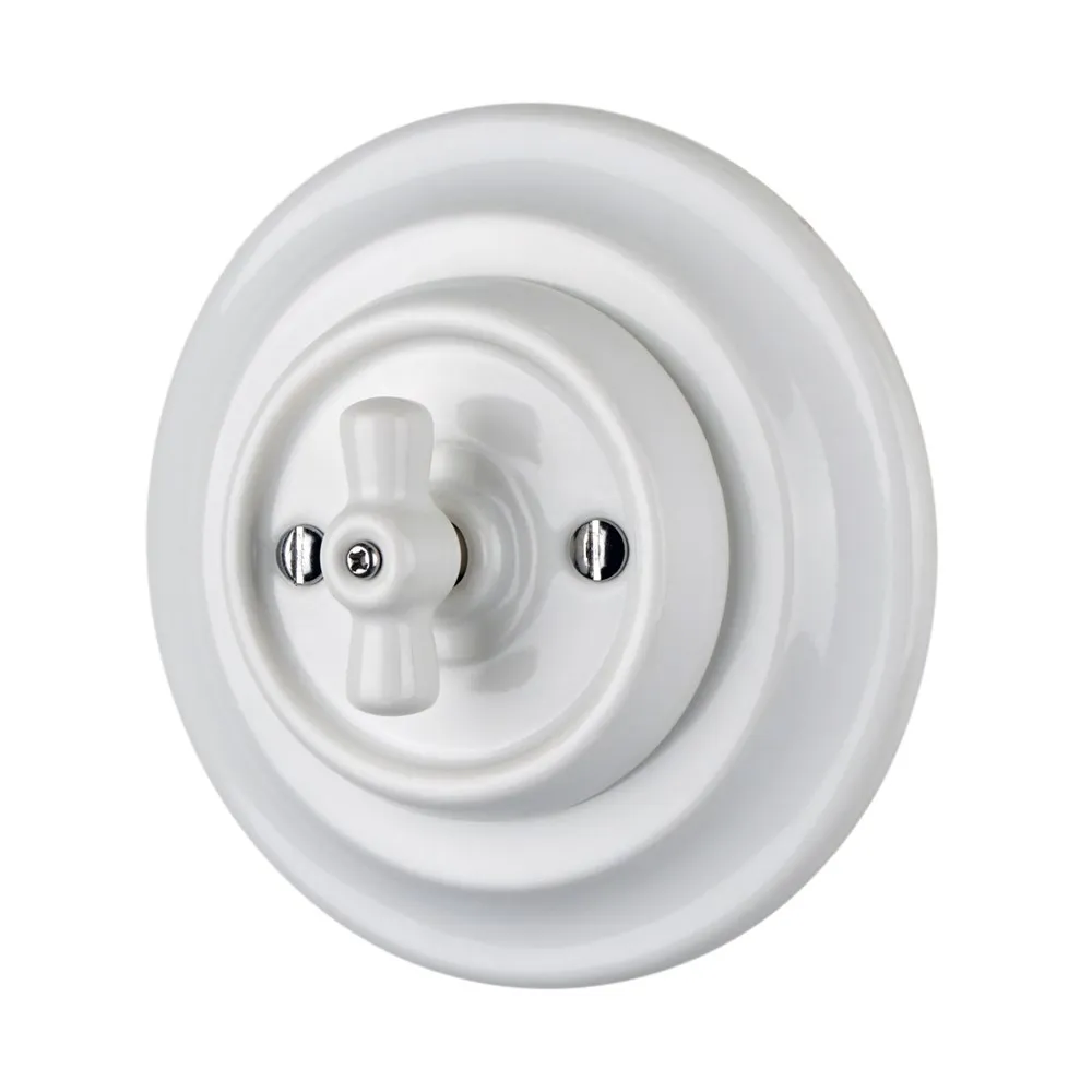 Customize OEM European Old Style White Ceramic Retro Rotary Switch Porcelain Vintage Electric Light Switch