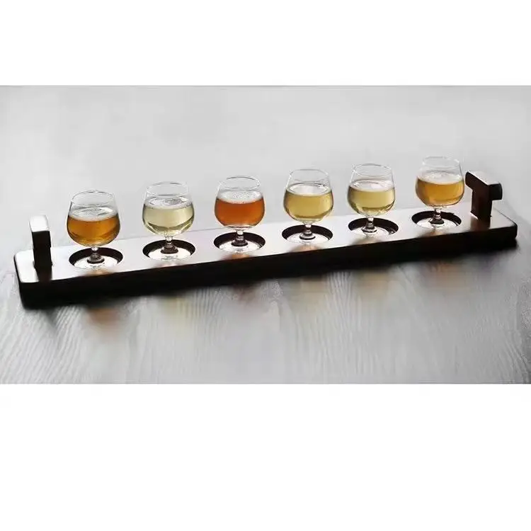 Beer Tasting Flight Sampler Set of 4 - 6oz Pilsner Craft Brew Glasses with  Paddle and Chalkboard - Great Gift