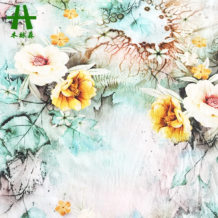 Mulinsen текстиль тканый 100% вискоза цифровая печать искусственный шелк ткань