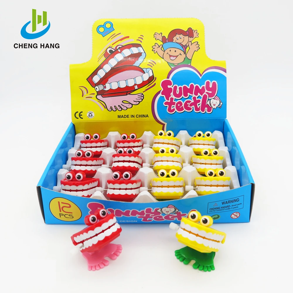 Kids Funny Wind Up Toys Clockwork Jumping Teeth For Halloween Gift