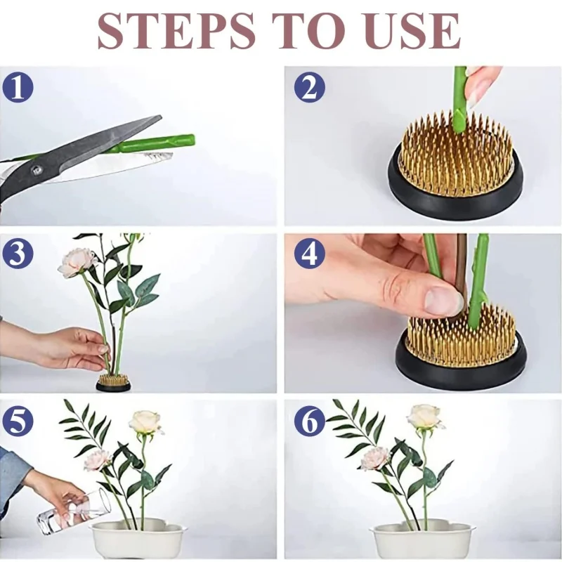 product custom japanese ikebana kenzan flower frog holder round floral arranging pin frog tool for flower decoration arrangement-4