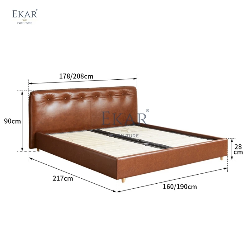 product new design ekar nappa leather half leather pine slat bedroom bed-66