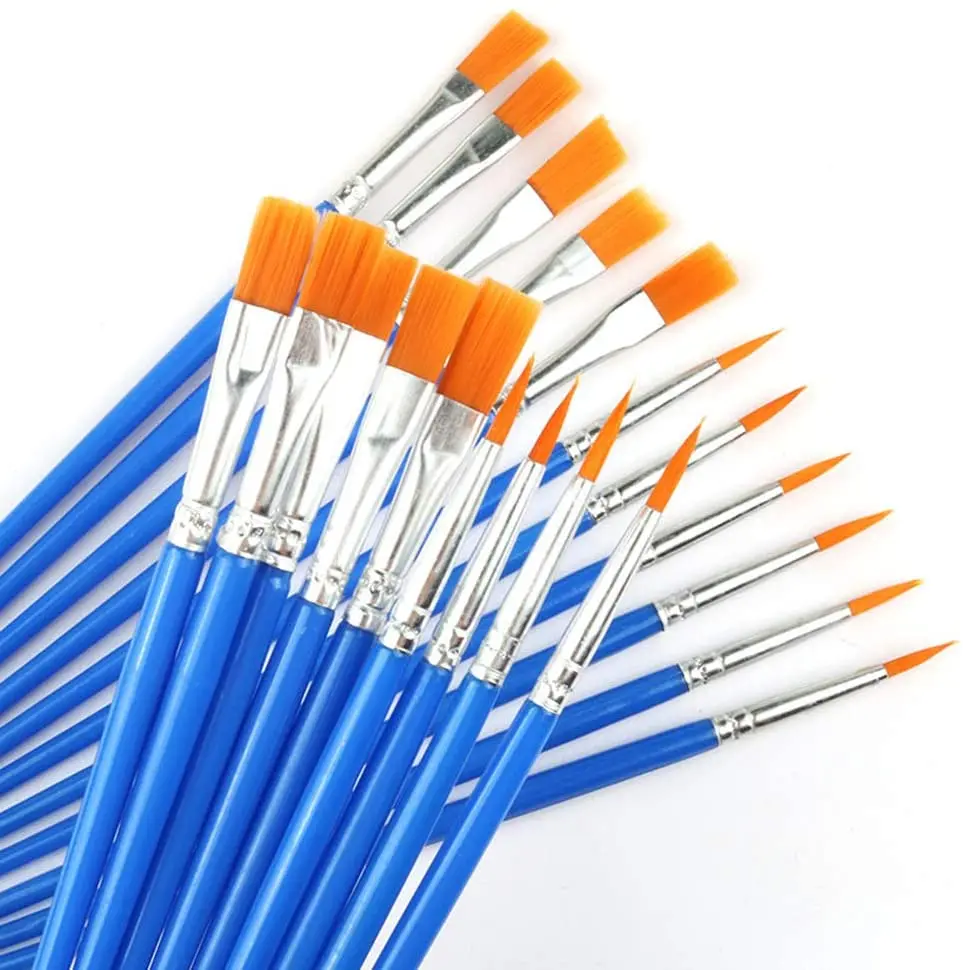 Pennelli Acrilico Olio Acquerello Set 6 Pennelli Professionali Per Pittura Acrilica, Olio, Acquerello - Nylon, Manico Legno, Per Principianti Ed Esperti Pennelli Per Acquerello
