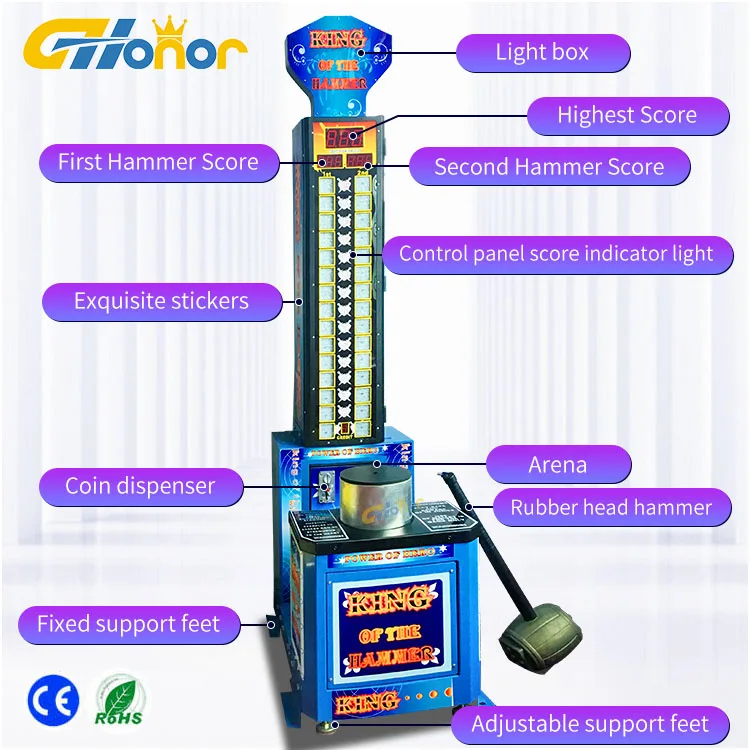 Big Punching Boxing Hercules Hammer Hitting Hammer Coin Operated Redemption Arcade Sports Game Machine
