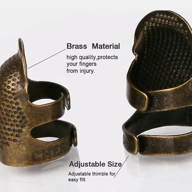 Metal Copper Sewing Thimble Finger Protector Adjustable Finger Shield Ring Fingertip Thimble Sewing Thimble Finger Protector
