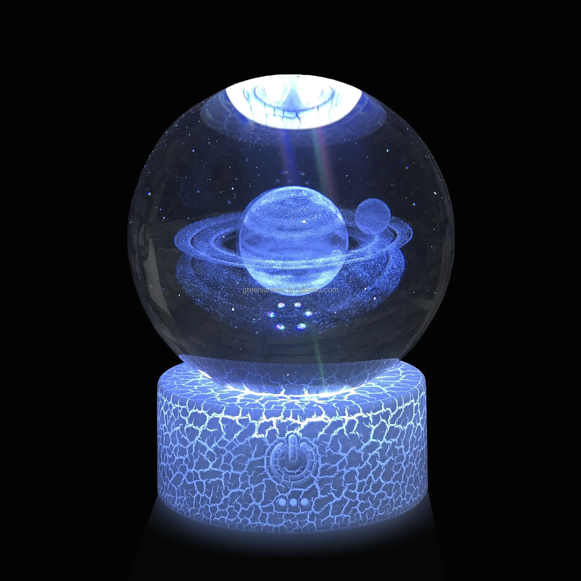 3d Crystal 6cm Glass Ball Night Light White Crack Abs Led Base Rgb 7