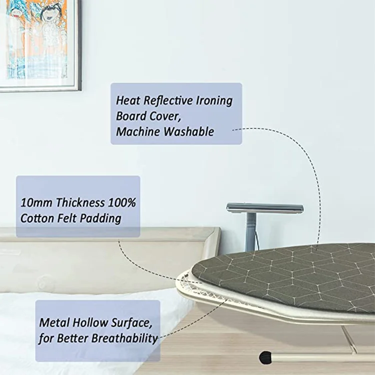 Standard Size Deluxe Ironing Board with Extra Thick Heavy Duty Padded Cotton Cover, Height Adjustable