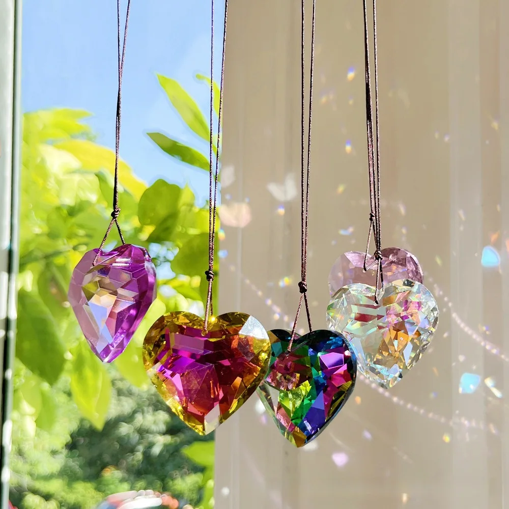 product 30mm 45mm crystal heart suncatcher prism pendant window decoration christmas tree ornament  gift-5