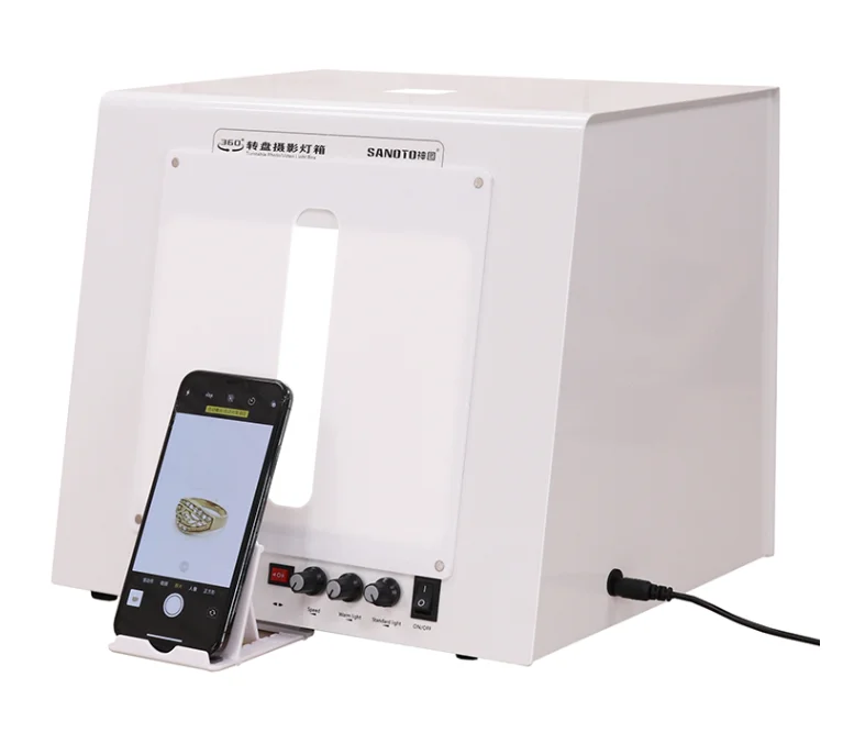 Jewelry Photography Light Box Softbox with Rotating Turntable