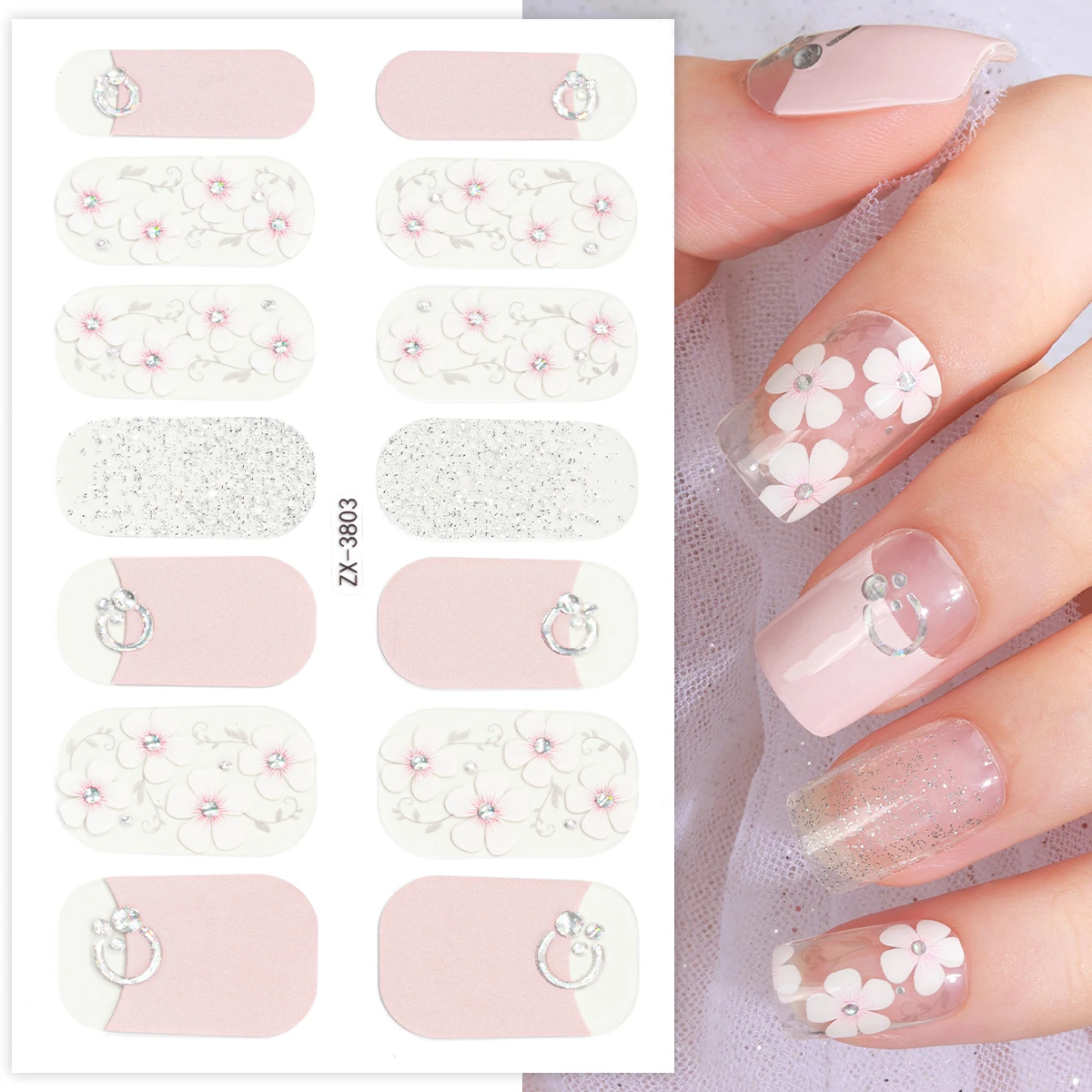 Wholesale 5D Crystal Diamond Nail Stickers Spring Summer Cherry
