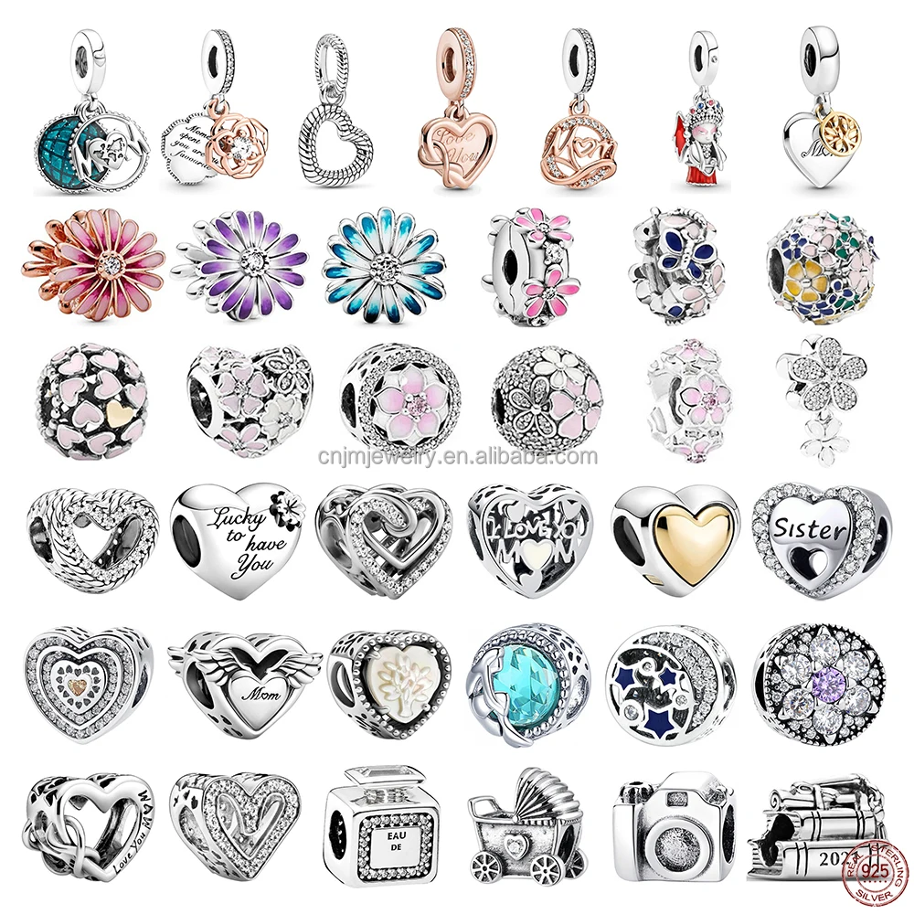 Jm Plata 925 High Quality Silver Bracelets Cubic Zirconia Diy Charms