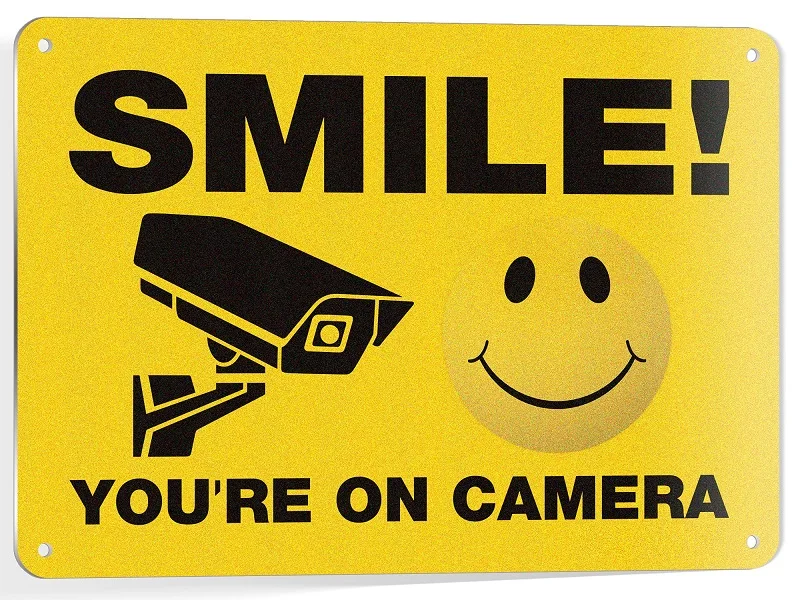 Goodvia SORRISO sei alla telecamera Segno Metallo 7 x 10" sorriso CCTV Segnale Riflettente 2 