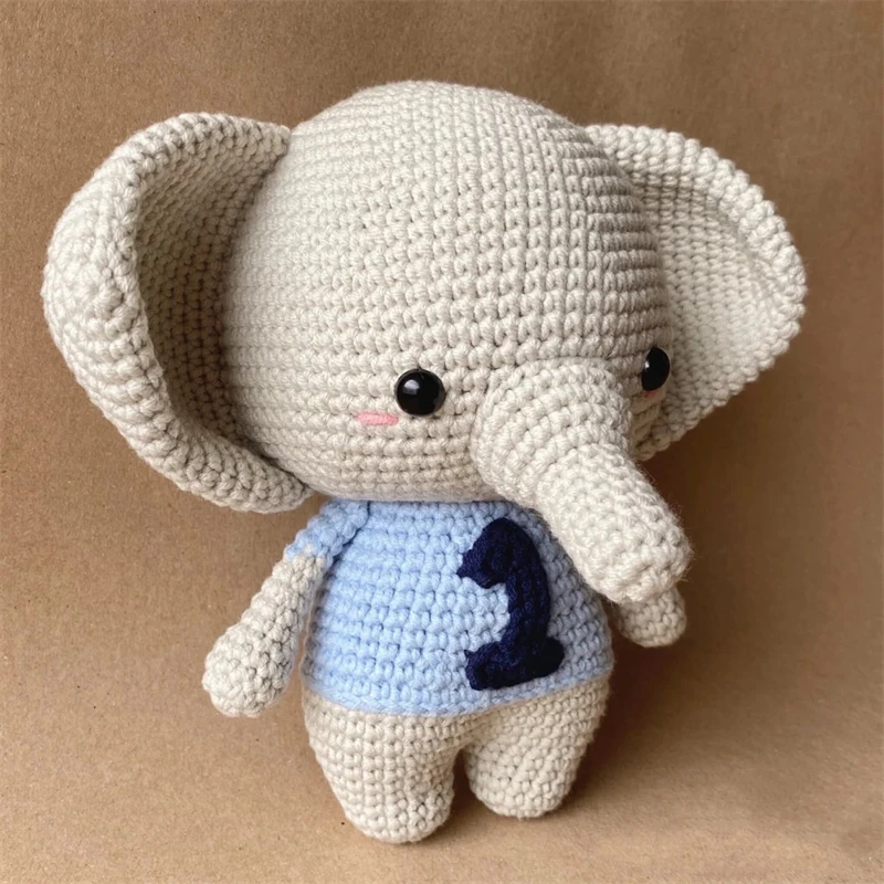 New Design Adorable Super Soft Stuffed Crocheted Elephant Amigurumi Crochet Elephant Dolls for Kids