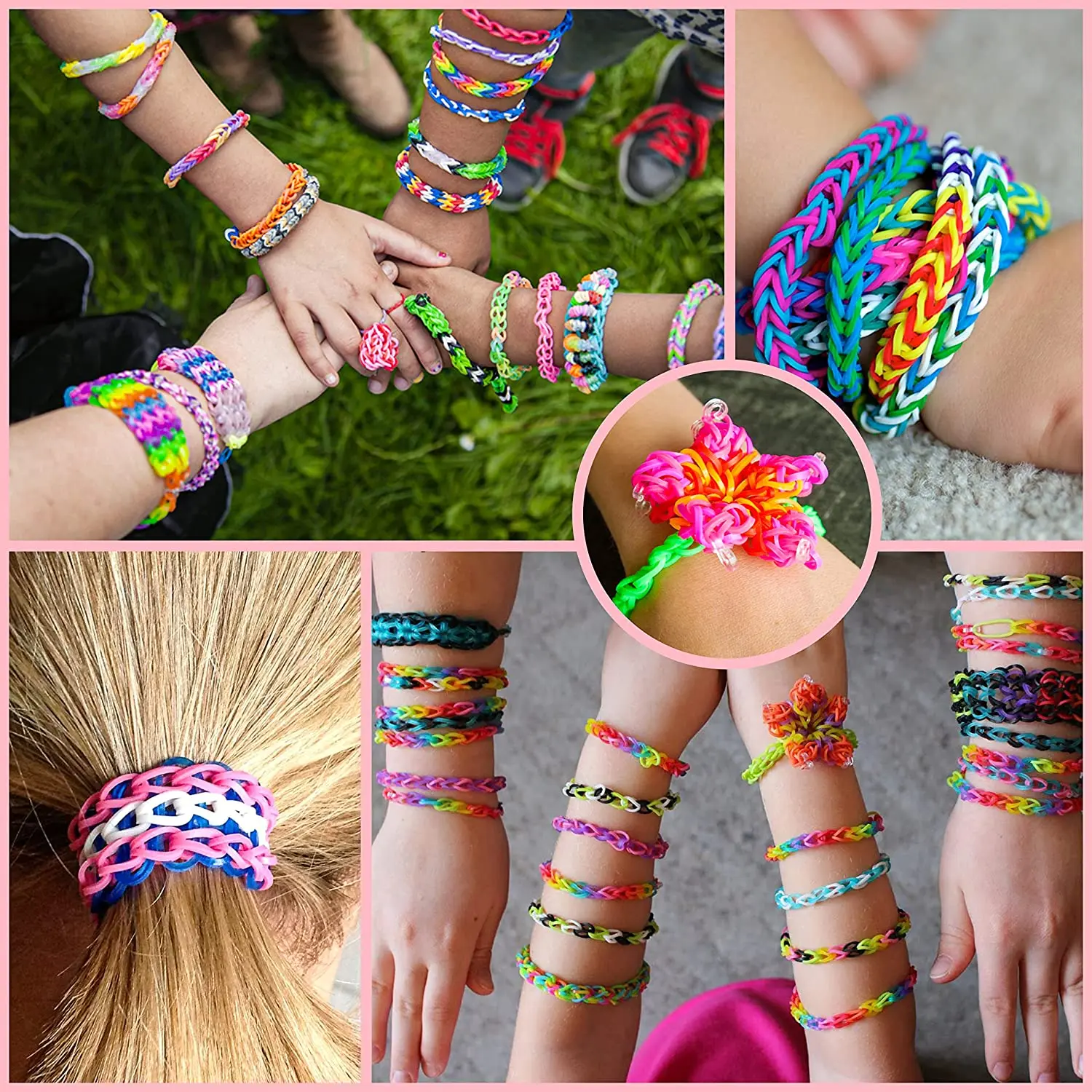 High Quality Wholesale Bands Kids Educational Toy Diy Crafting Bracelets Gifts Refills Kit Set Rainbow Rubber Bands