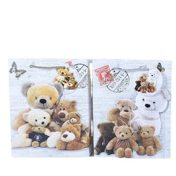 Omet 3d Bear Stickers Valentine's Day Gift Paper Bags With Tags