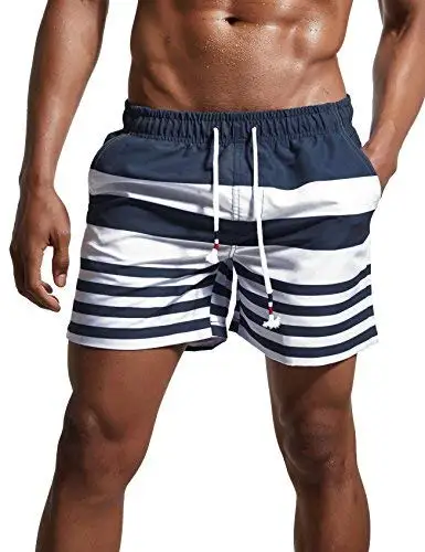 Oem Men's Quick Dry Swimsuit Swim Trunks Watershort Swimwear Stripes Board Shorts Bathing Suits Side Pockets428_voghion.com