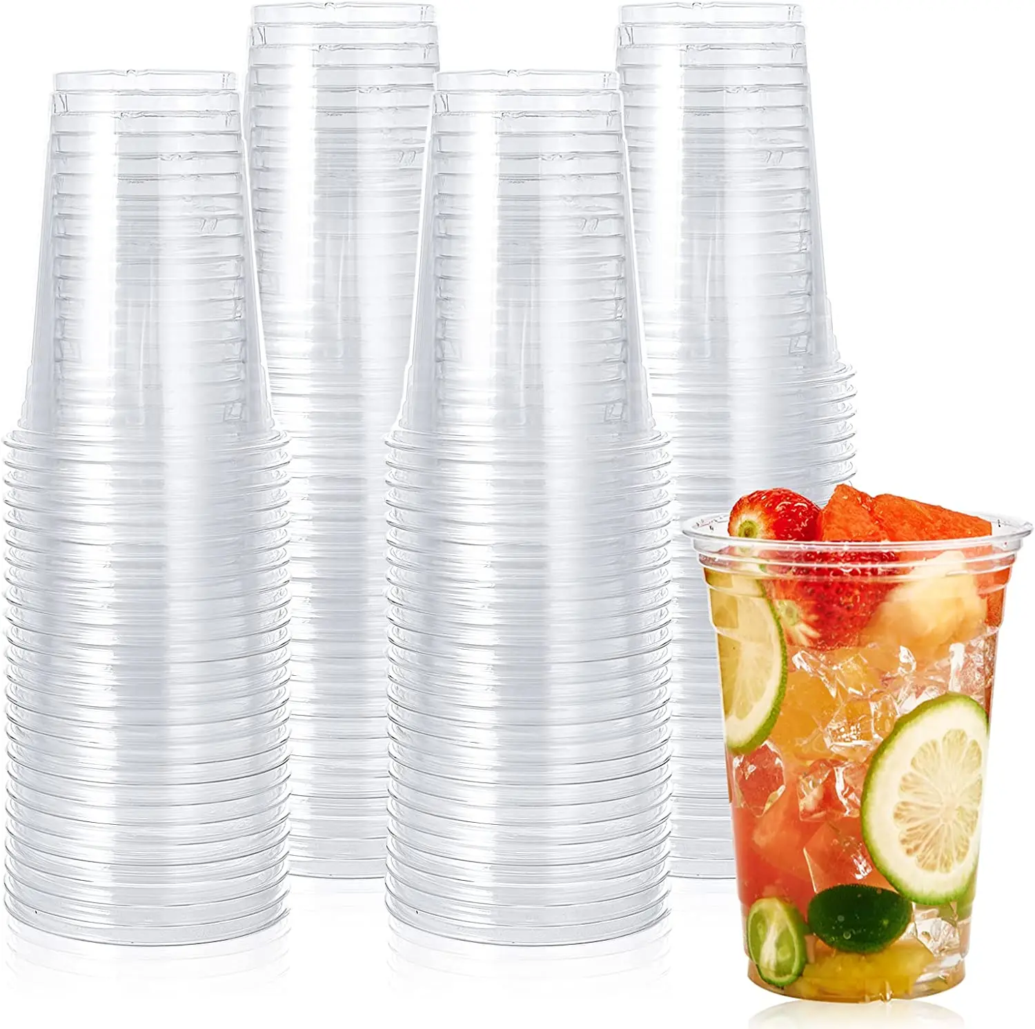 China Factory Transparent Plastic Cup Disposable Boba Tea Iced Coffee Fruit  Juice Plastic Cup With Lids Personalized logo