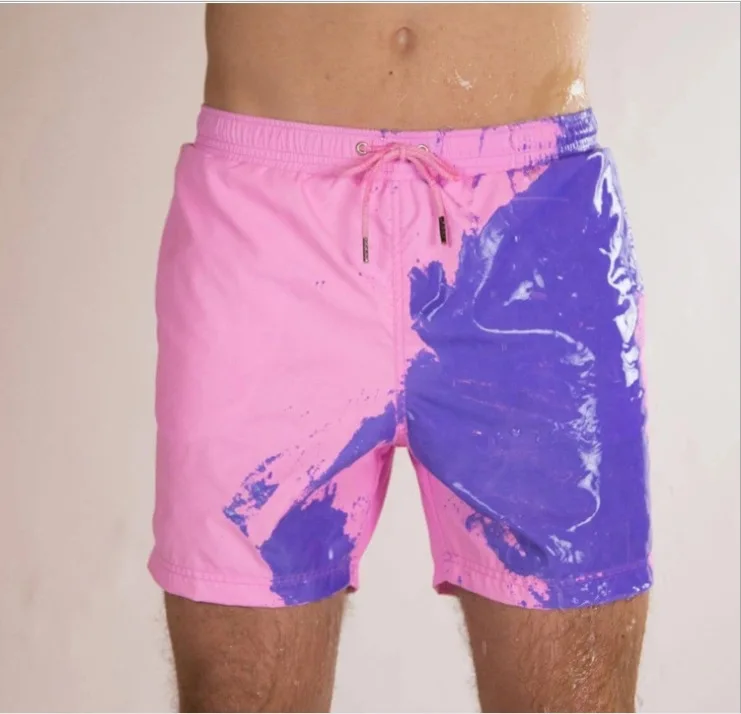 summer mens warm color changing shorts 100 % polyester for men swim beach shorts for men613_voghion.com