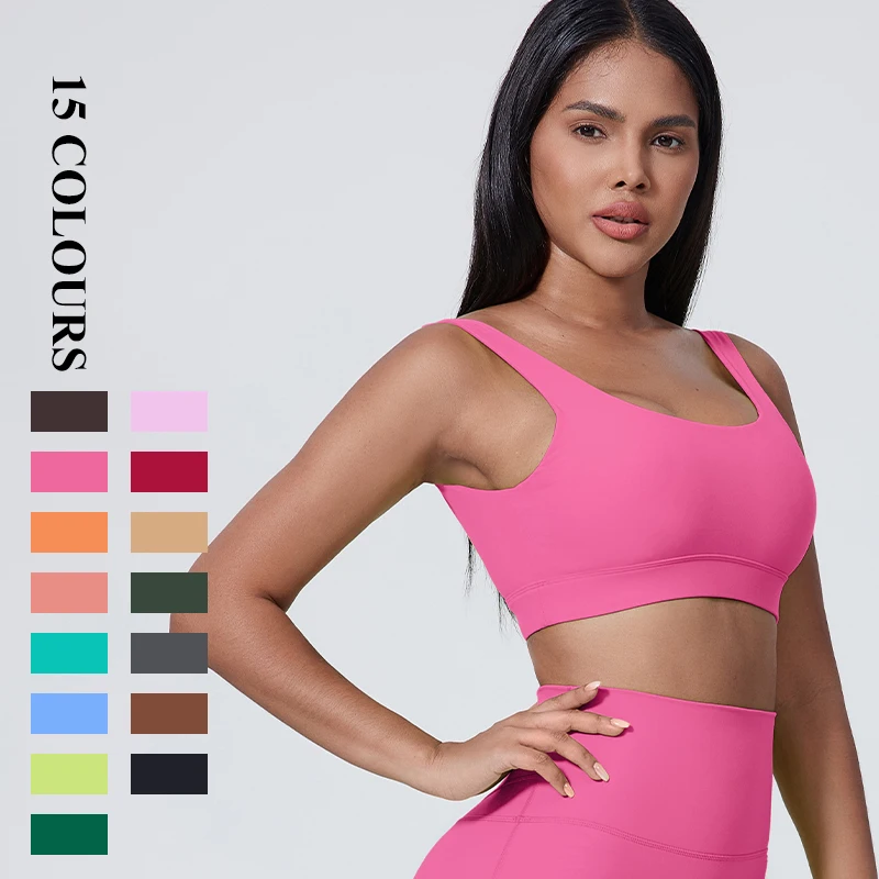 New Breathable Soft Elasticity Plus Size Backless Padded Yoga Bra Gym  Fitness High Impact Shockproof Sports Bra for Women