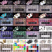 Hot Sale 21 Grids Mixed Shapes Jewelry Luxury Shiny Diamond For Nail Art Decorations DIY Glass Crystal Set with Dot Drill Pen