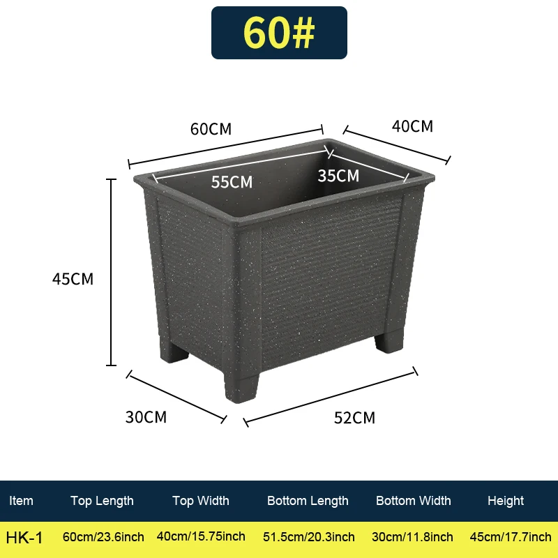 Wholesale Rectangular Flowerpot 60cm Block Through Planter Pot 23.6inch  High Quality Plastic Flower Pots & Planters Weatherproof