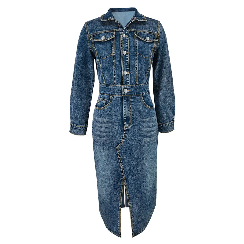 Casual Plus Size A-line Denim Dress For Women & Oem| Min Order 2 ct Casual Plus Size A-line Denim Dress For Women & Oem| Min Order 2 ct