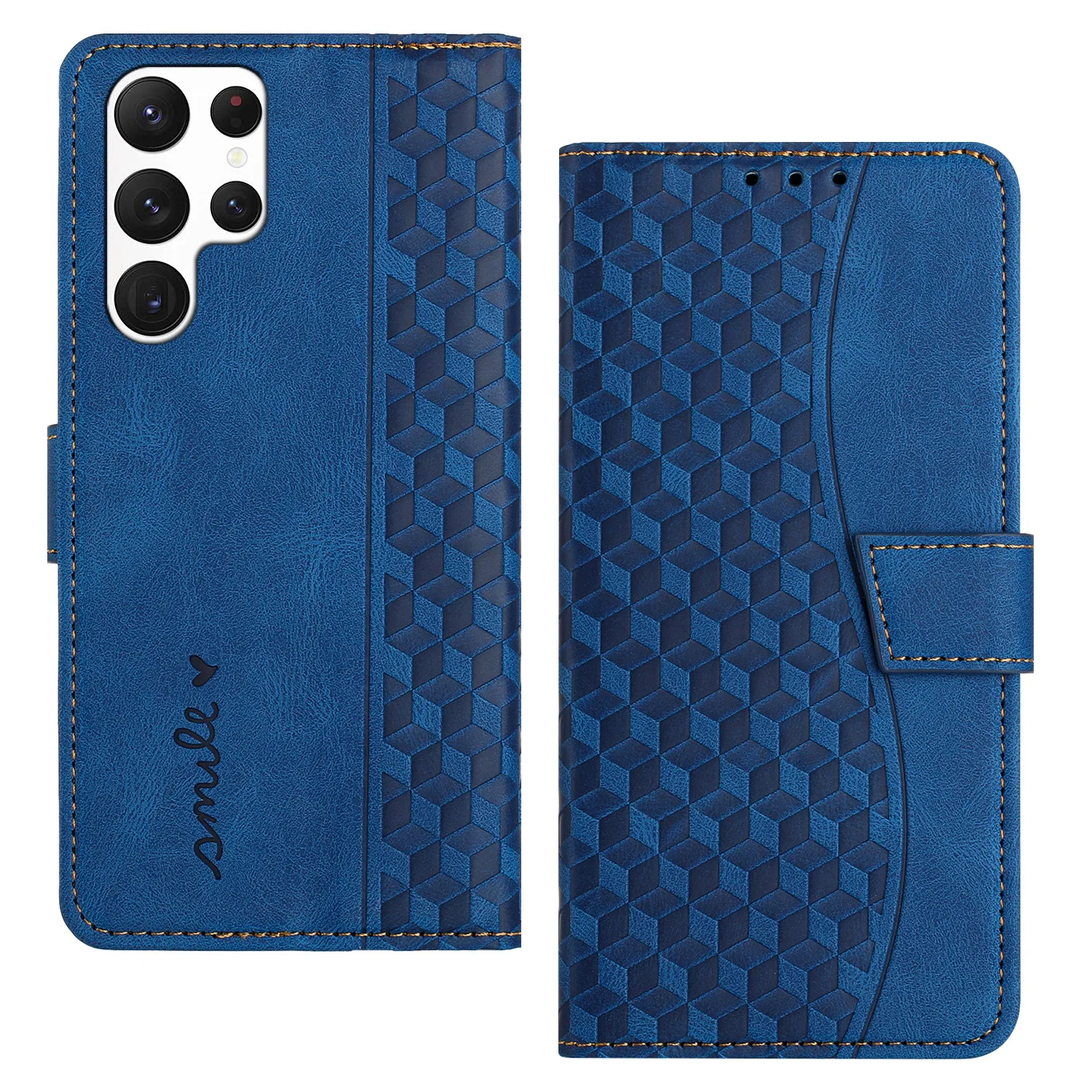 Dual SIM Card Business Minimalist Premium Design Leather Flip Case Diamond Pattern For Samsung Galaxy S24 S21 Plus Ultra factory