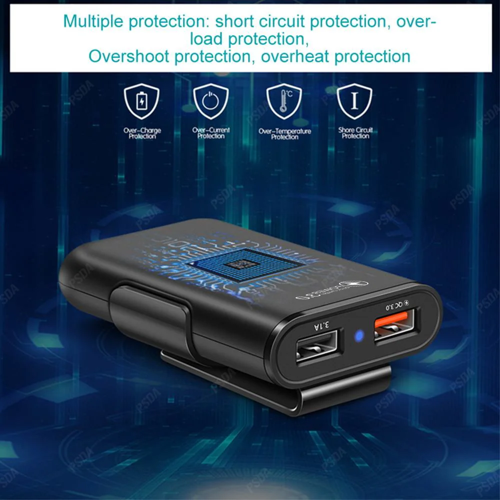 60 Вт 4 порта с удлинительным шнуром 6 футов для зарядки заднего сиденья зажимом телефона смартфона Быстрая зарядка 3 0 Автомобильное зарядное устройство А