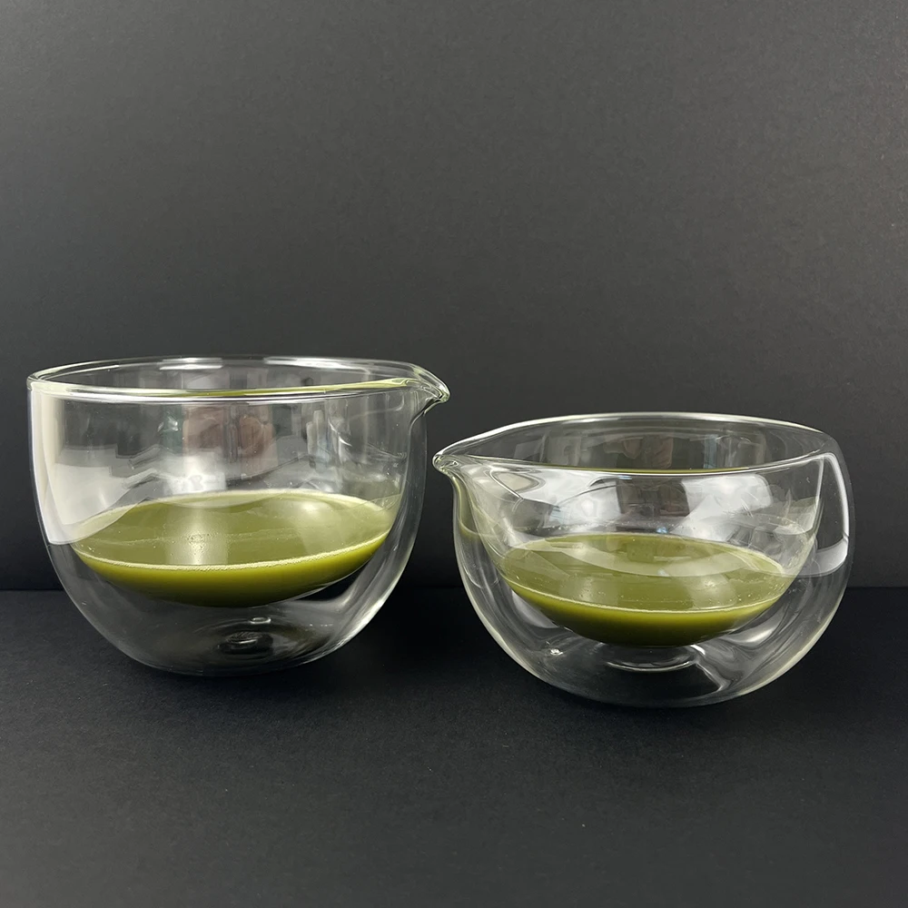 ZENRC 540ml 18.5 oz Heat-Resistant Borosilicate Glass Matcha Green Tea Bowl Double Walled Matcha Ceremony Chawan Cup Japan Tableware