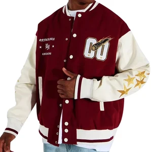 Customize Men's Outdoor Single Breasted Contrast Sleeve Baseball Jacket