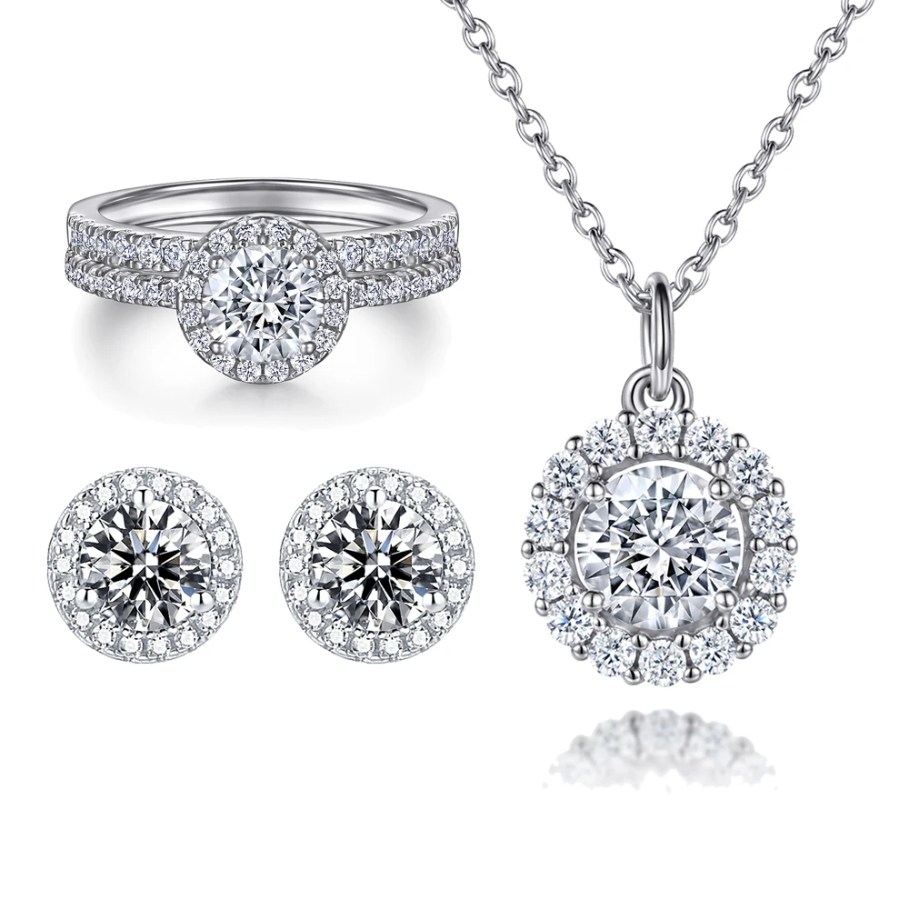 Wholesale CZ Silver Jewelry Set Rhodium Plated 925 Sterling Silver Cubic Zirconia Bridal Fashion Jewellery Sets for Women