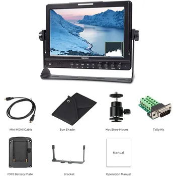 FEELWORLD FW1018V1 10.1 Inch HD Camera Field Monitor 1920x1200 for Professional Videography Peaking Focus product image