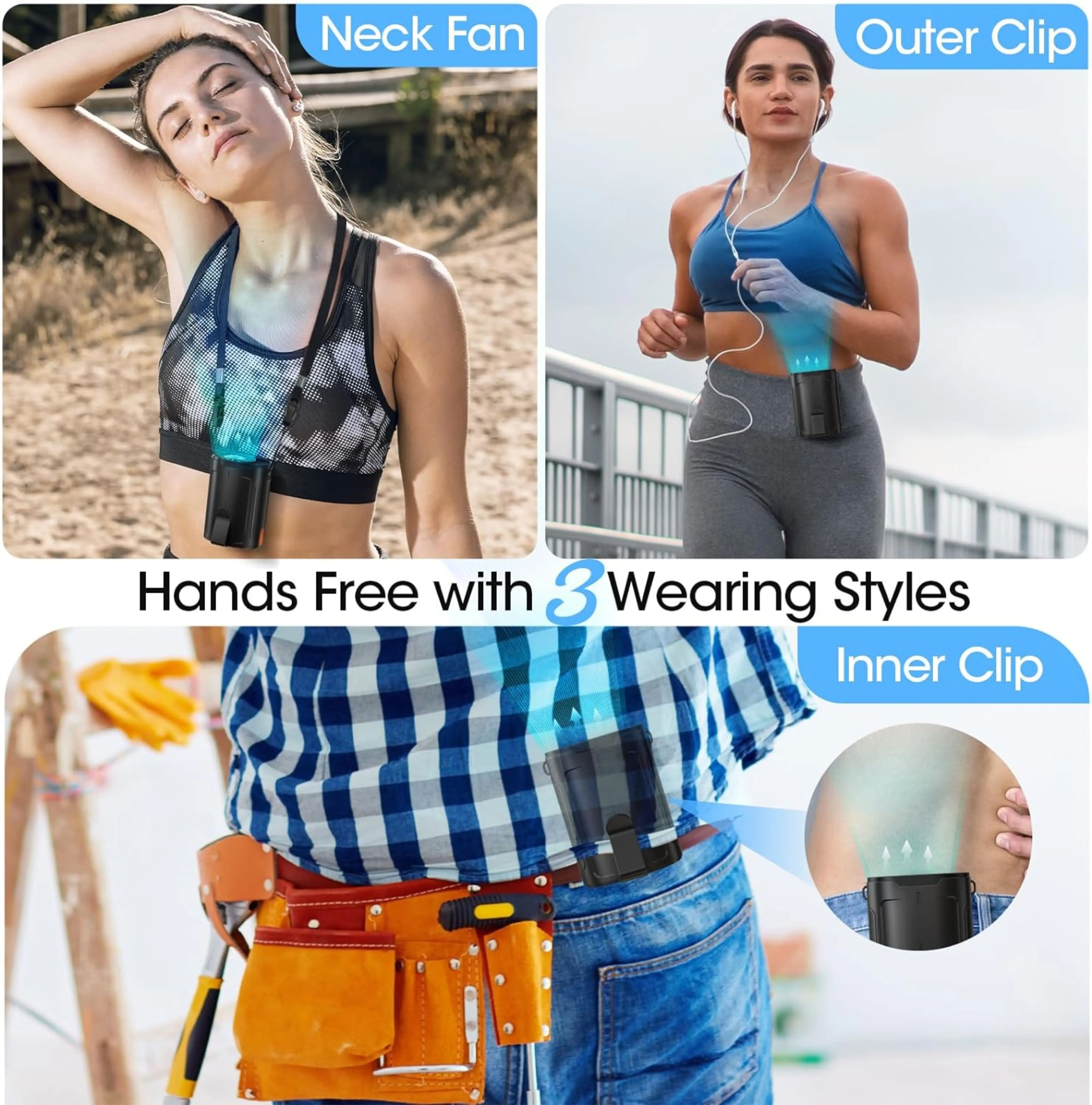 Mini Hanging Waist Fan, Portable, 3.7W, Battery - detail 14