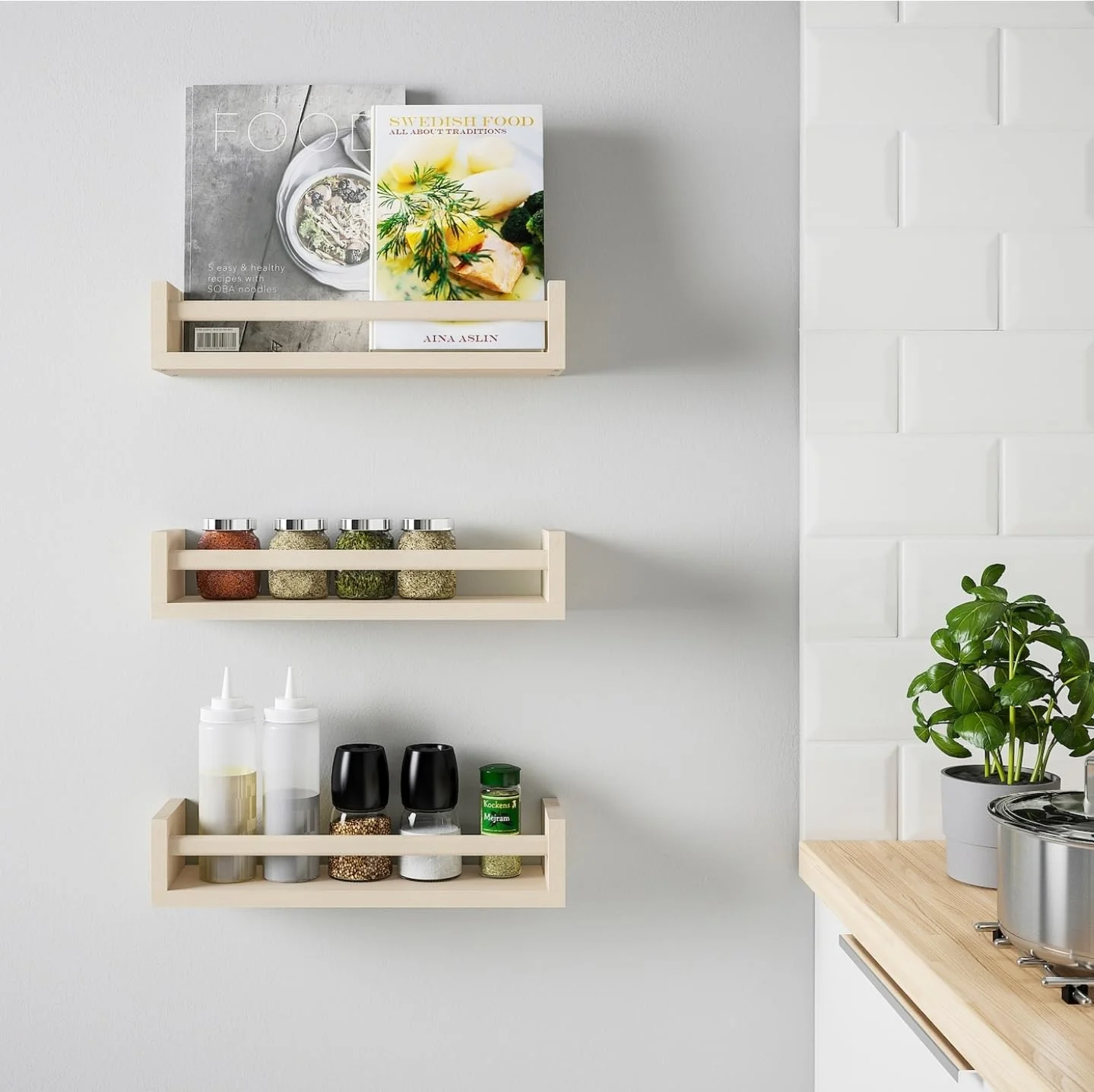 Set of 3 Nursery Shelves Floating Bookshelves Wood Wall Mounted Shelves Nursery Decor Solid for Wall Baby Carton Iron Customize