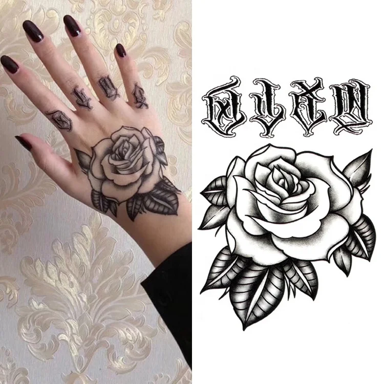 Roses Sleeve Black  White Temporary Tattoo  Temporary Tattoos